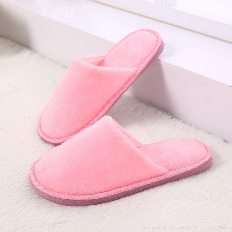 Dikke hak katoen bont comfortabele dames pantoffels