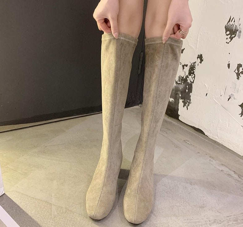 Elegante dikke hak comfortabele hoge laarzen