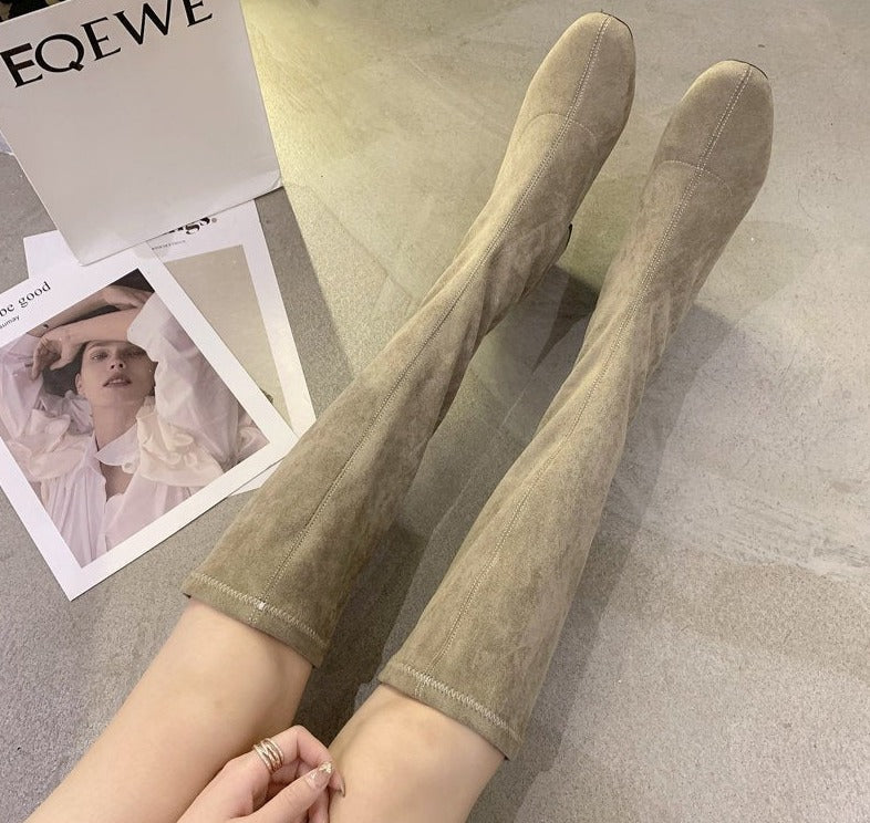 Elegante dikke hak comfortabele hoge laarzen