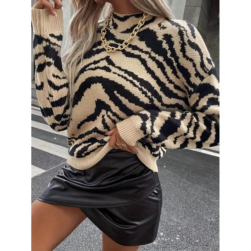 Velanora | Zebra Patroon Trui Ideeal Herfst en Winter