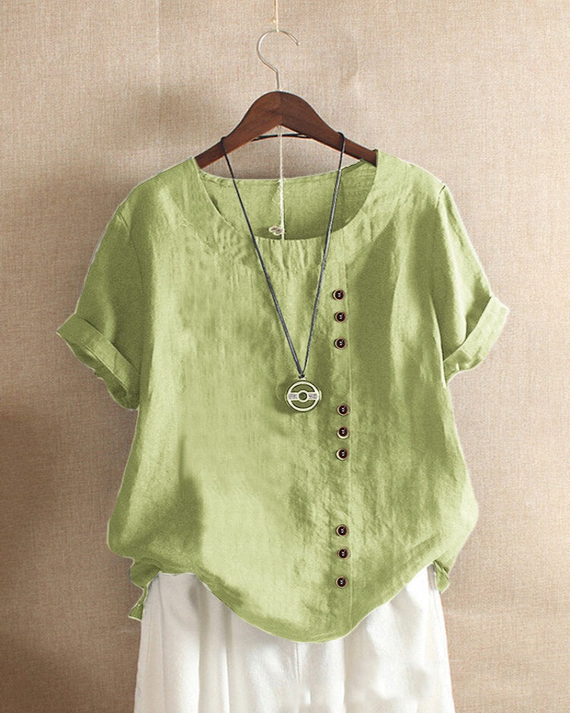 Olivia | Circle Neck Short Sleeve Blouse