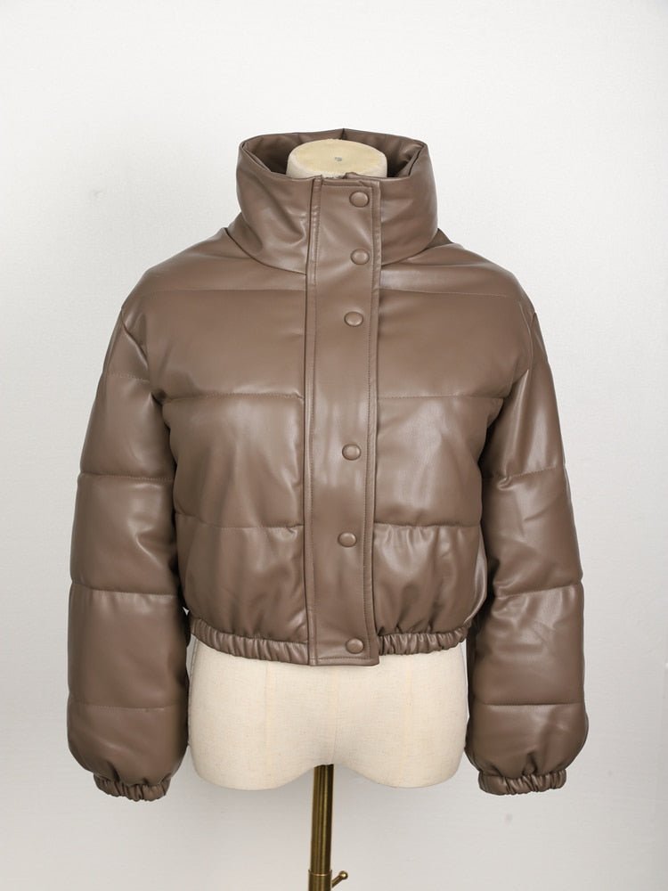 Elegante Giacca Trapuntata Chic Impermeabile in Pelle – Giacca da Donna alla Moda in Pelle Vegana