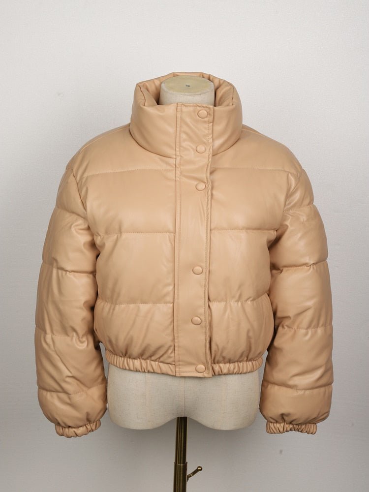Elegante Giacca Trapuntata Chic Impermeabile in Pelle – Giacca da Donna alla Moda in Pelle Vegana