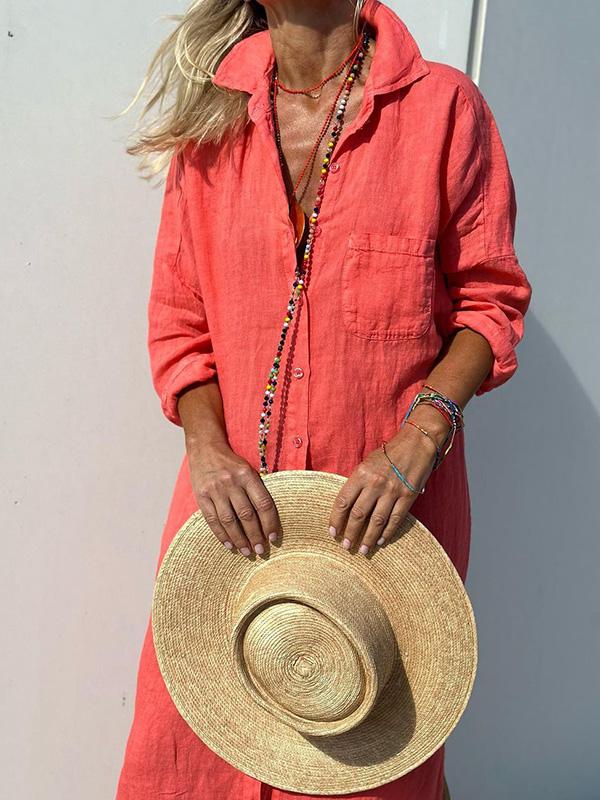 Velanora-Dames Shirtjurk in Katoen & Linnen