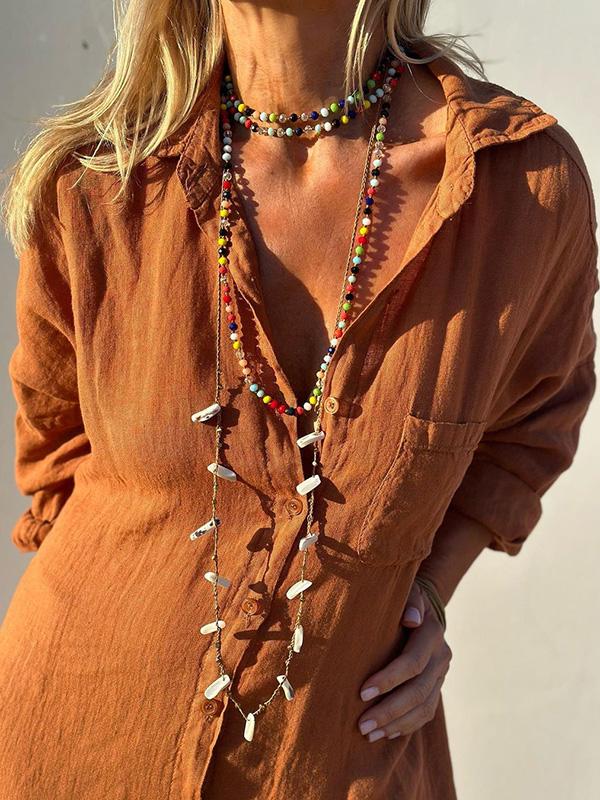 Velanora-Dames Shirtjurk in Katoen & Linnen