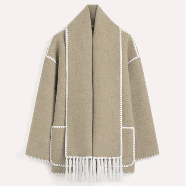 Coat with Scarf of Stylish Fabric