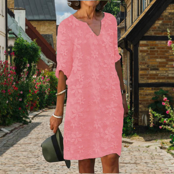 Renée | Elegant V-neck summer dress with floral pattern
