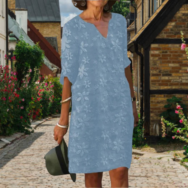 Renée | Elegant V-neck summer dress with floral pattern