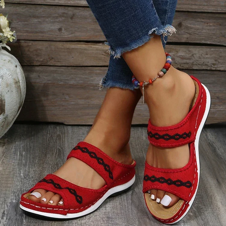 Velanora - Orthopädische Damensandalen mit Muster auf den Riemen