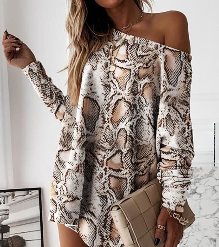 Sofia&Aurora™ - Off Shoulder shirt met Python Print - Trifoglio