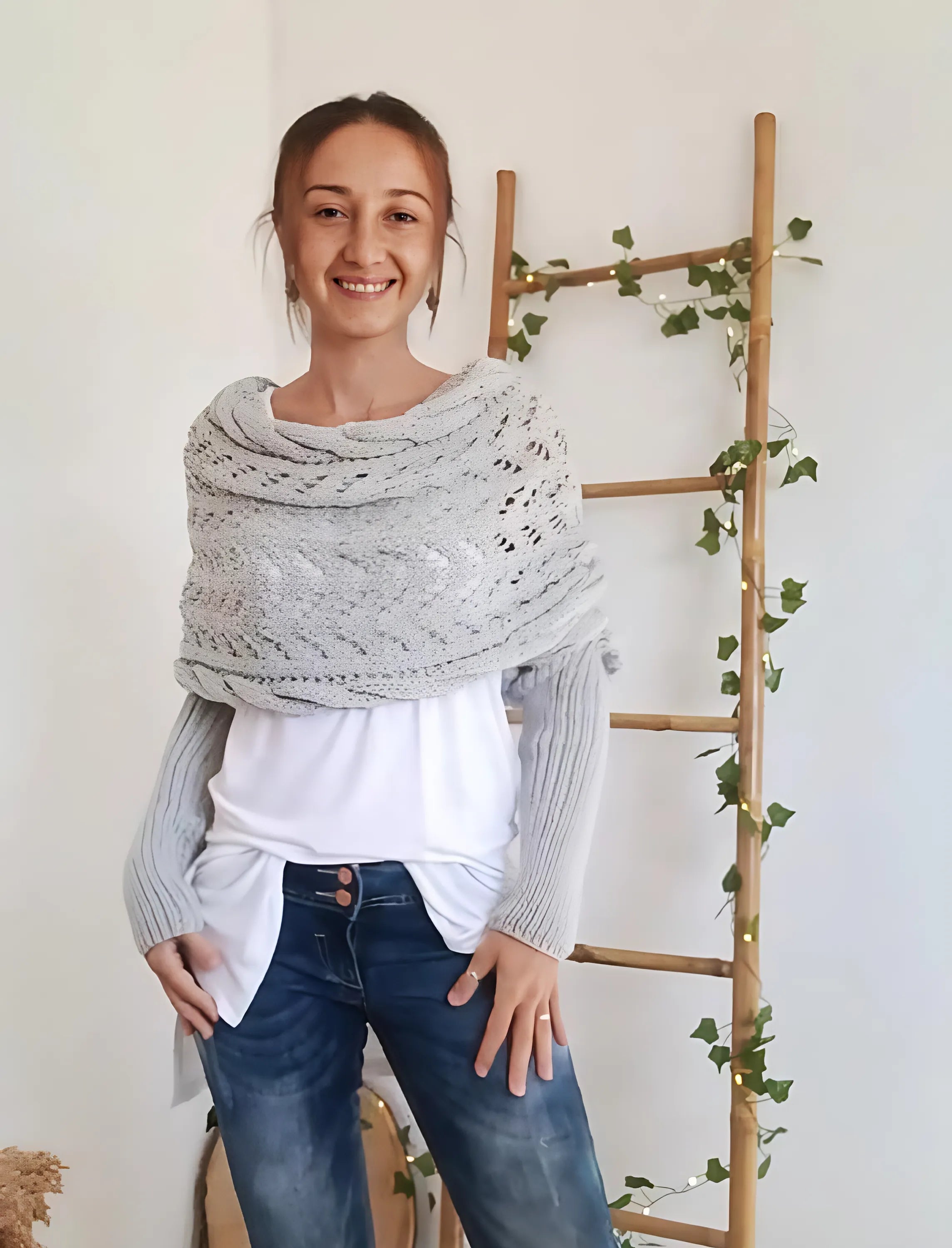 Glansvol Moda | Elegant Zachte Schouderdoek Trui | Stijlvol en Comfortabel