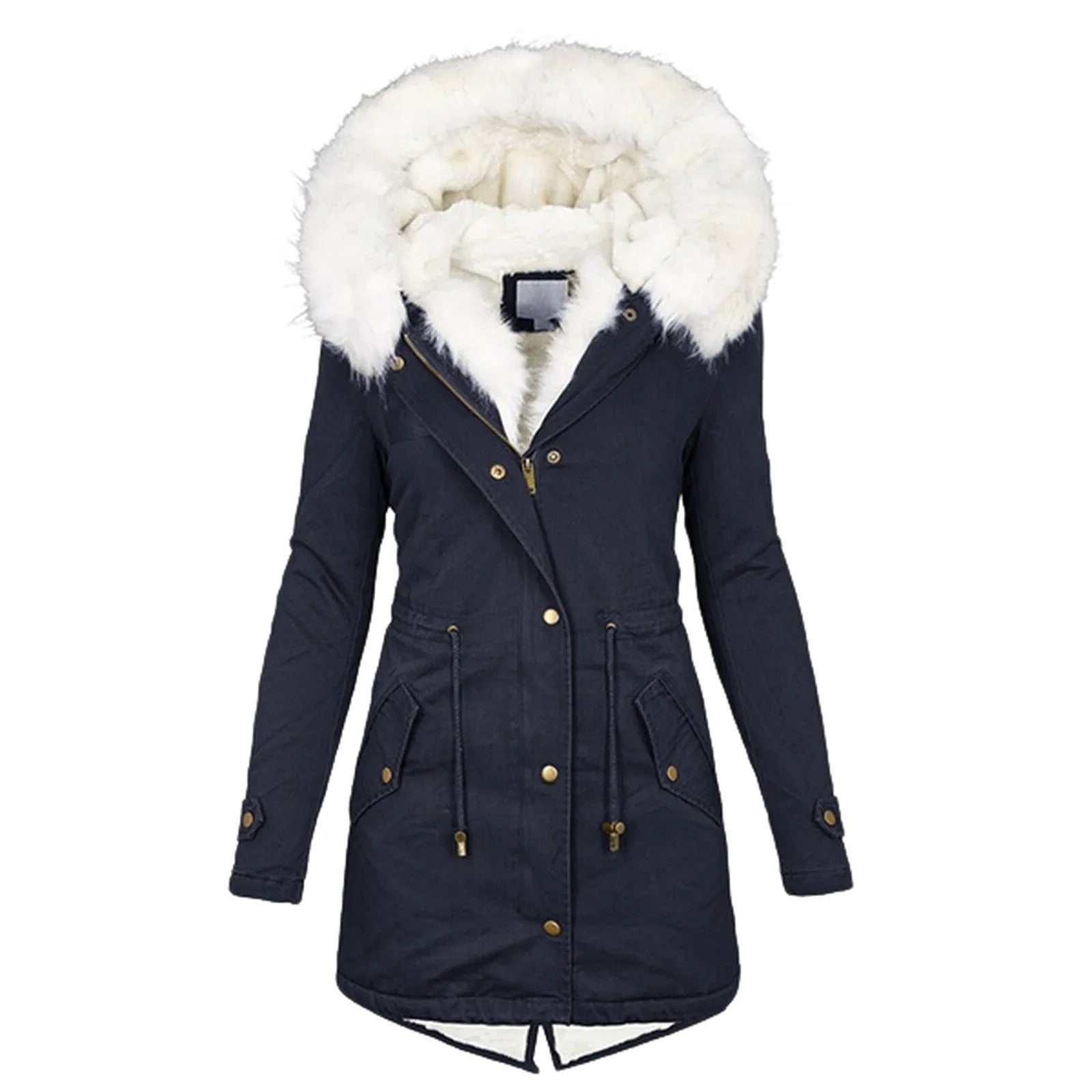 SilhouetVrouw Damenjacke mit veganem Pelzkragen - Warme Winterjacke für Damen