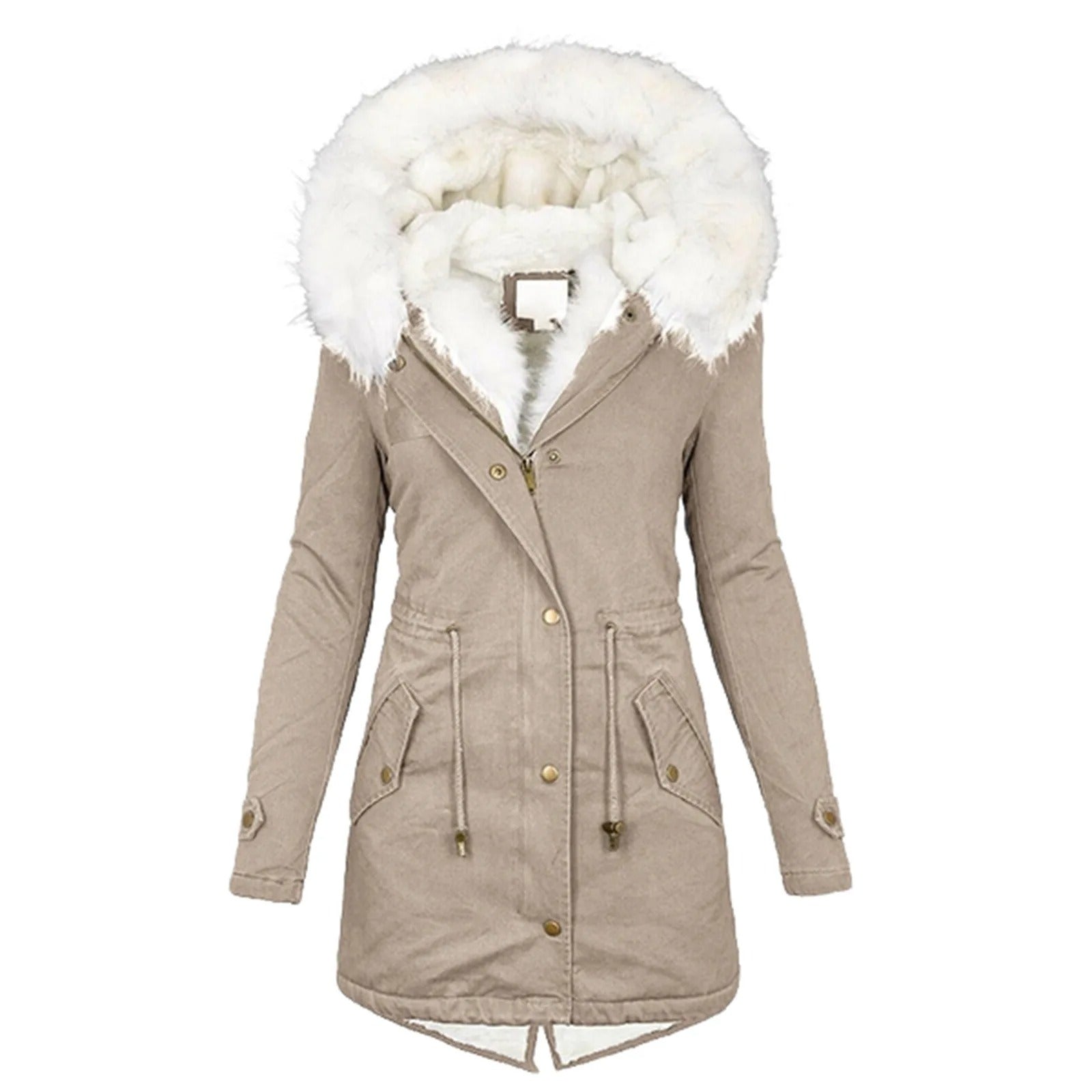 SilhouetVrouw Damenjacke mit veganem Pelzkragen - Warme Winterjacke für Damen