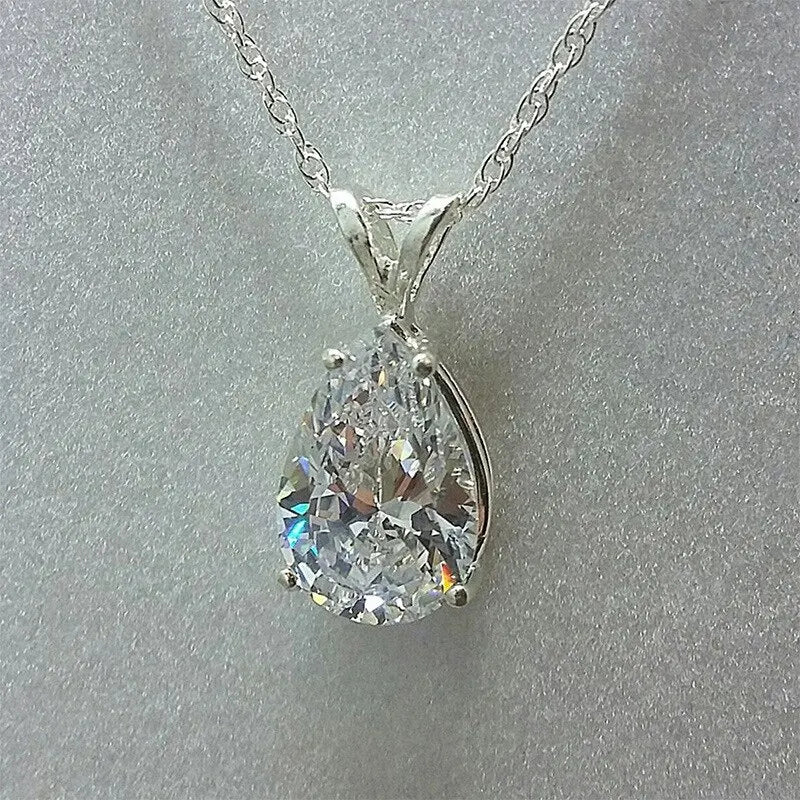 Glanz des Kreuzes Silberne Halskette mit Diamanten Tropfen