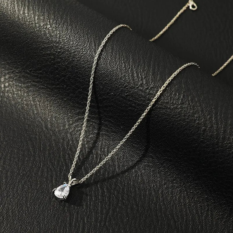 Shine of the Cross Silver Necklace with Diamond Drops