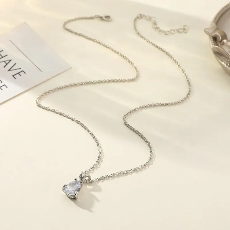 Shine of the Cross Silver Necklace with Diamond Drops