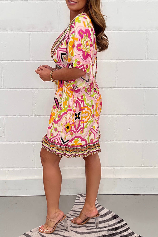 Modewelt Trendy Print Katoenen Overall