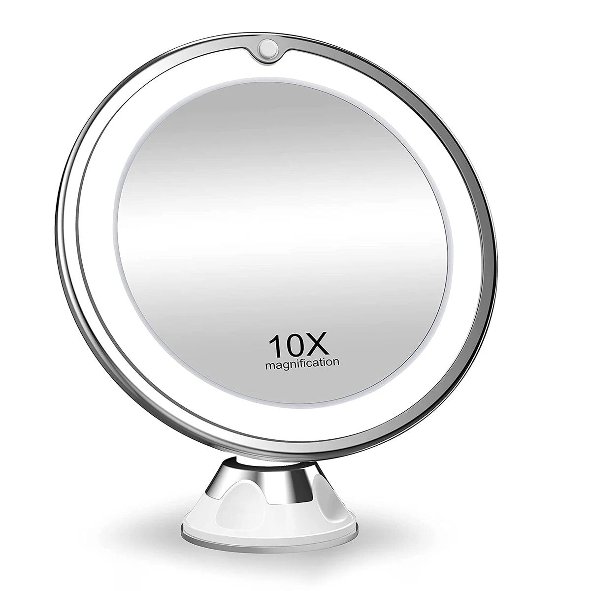Specchio per trucco con ingrandimento 10x, luce e rotazione a 360°