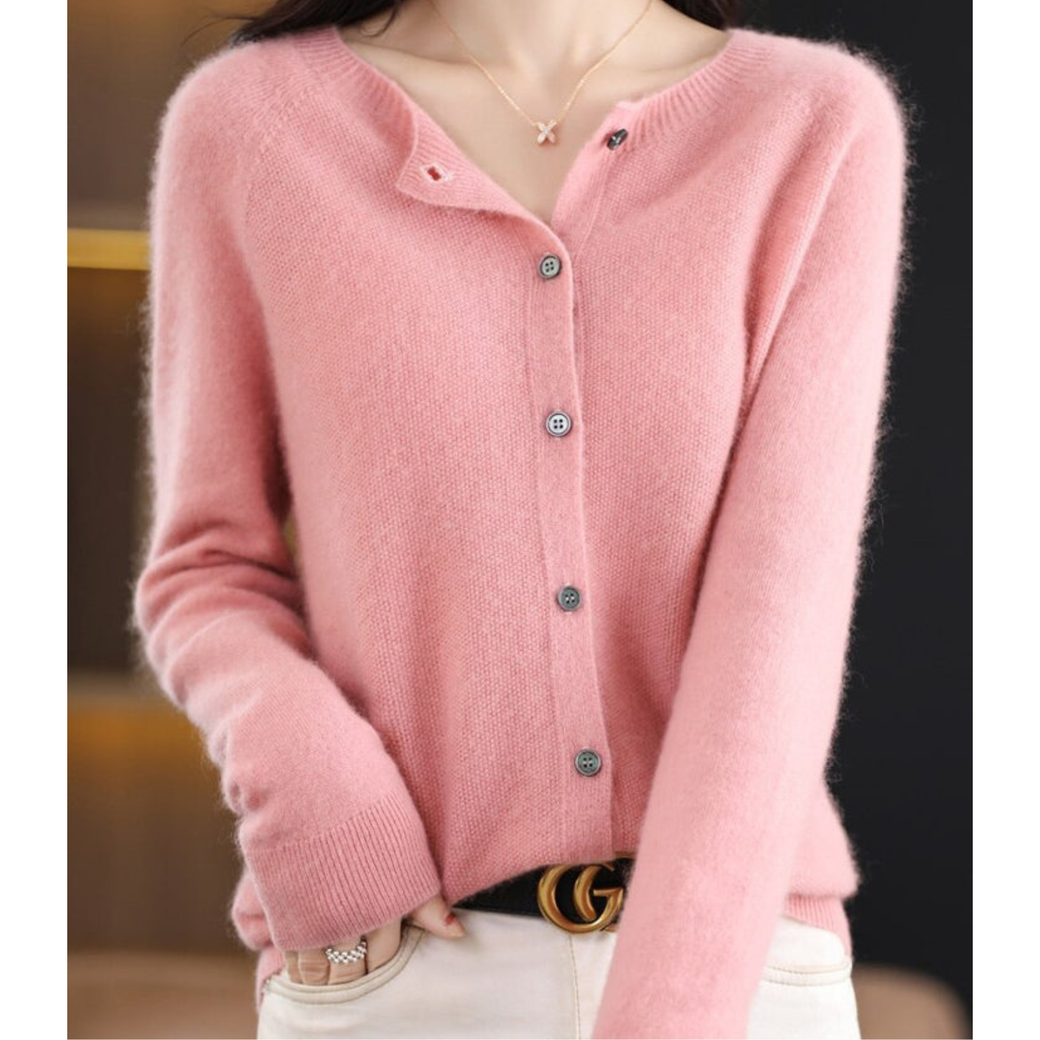 Luxe Merino Wol Dames O-Hals Cardigan van Stijlvolle Comfort