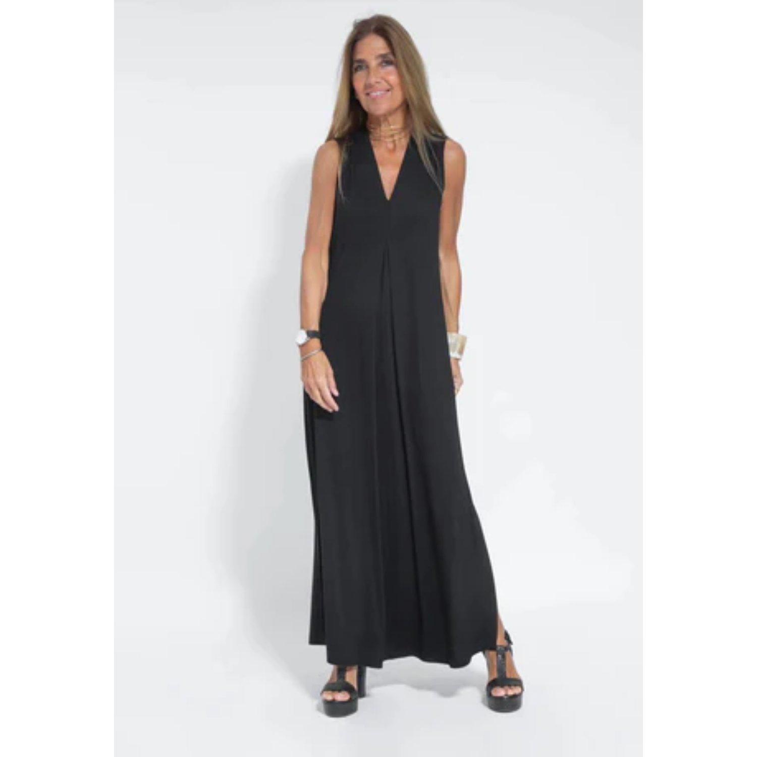 Schitterende Piek Mouwloze Maxi Jurk