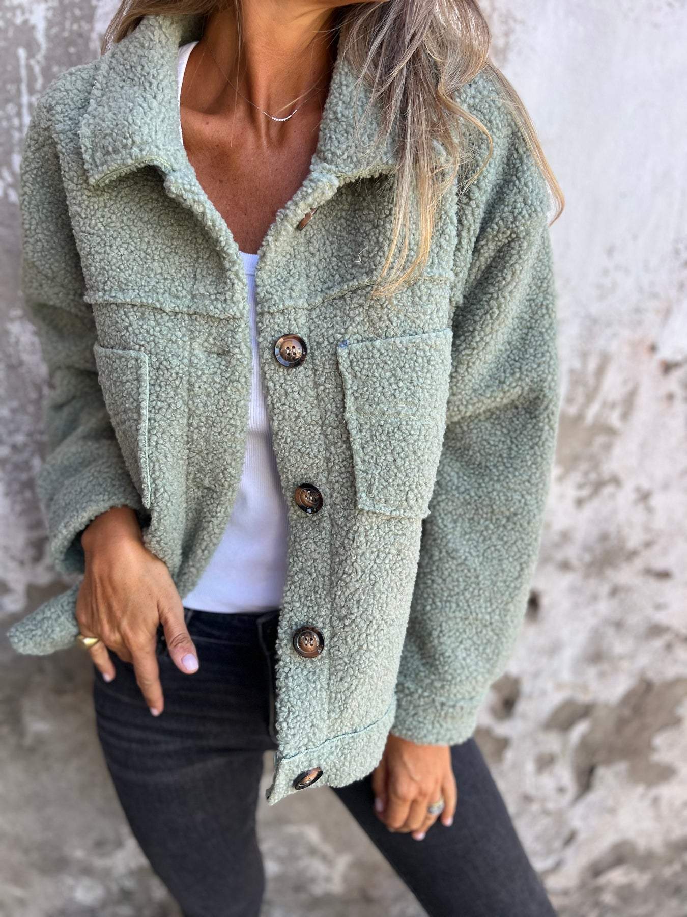 FrostGlow | Short Warm Winter Jacket of Teddy Fabric | Stylish and Comfortable for the Cold Days