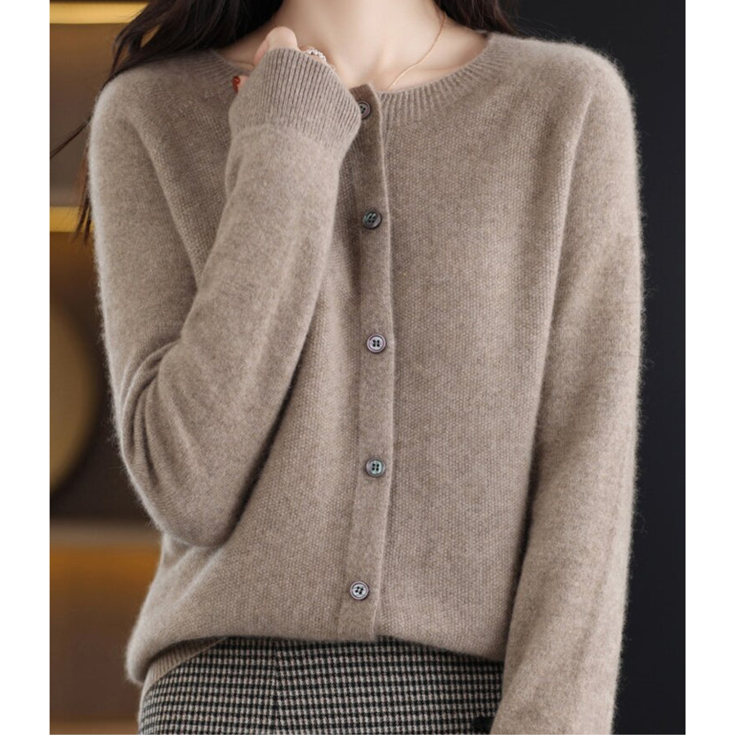 VELANORA - Zuivere Merinowol Dames O-hals Cardigan Kasjmier Trui