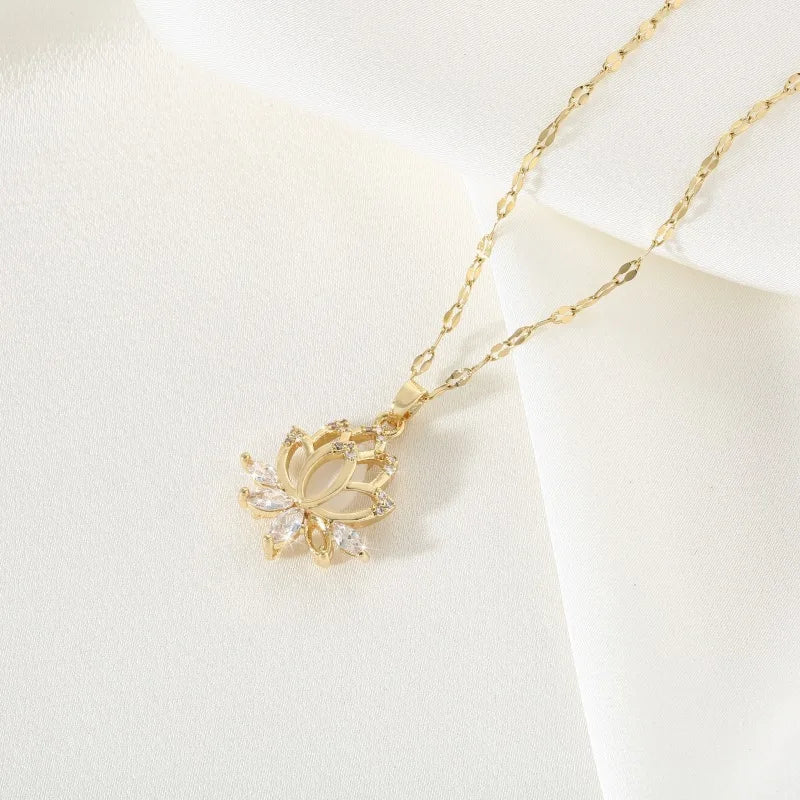 Nova 18K Gold Plating Necklace with Cat's Eye Stone and Zirconia
