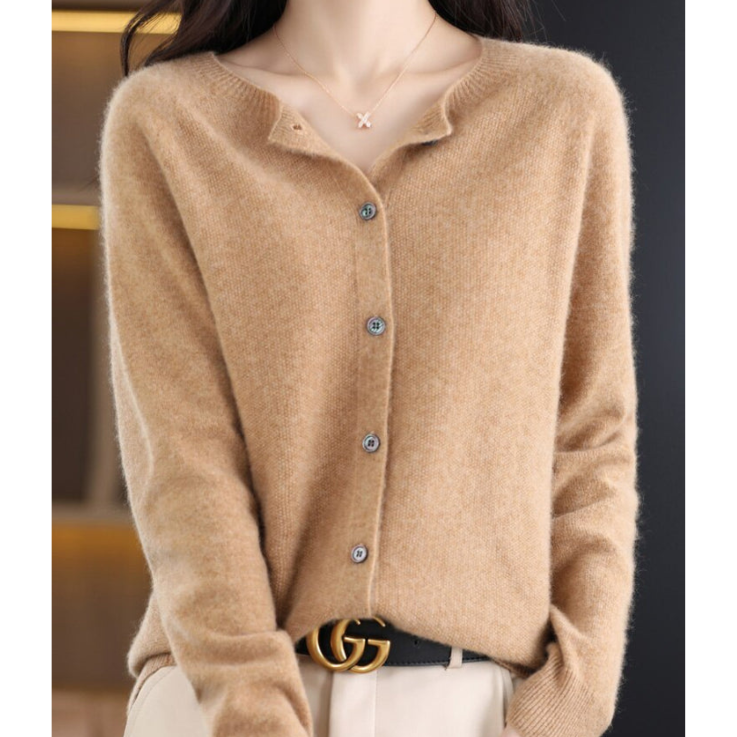 Luxe Merino Wol Dames O-Hals Cardigan van Stijlvolle Comfort