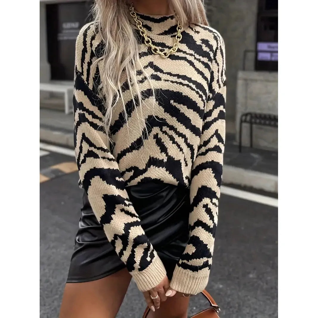 Velanora |  Zebra Patroon Trui Ideeal Herfst en Winter
