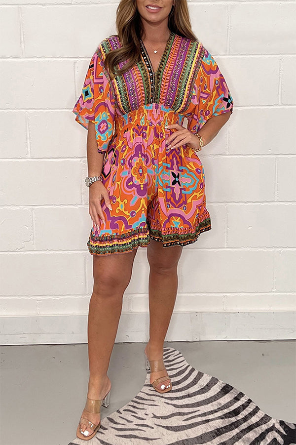 Modewelt Trendy Print Katoenen Overall
