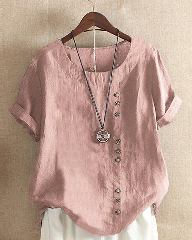 Kelly Blouse Dames – Korte Mouwen, Cirkelvormige Halslijn, Comfortabel en Ademend-1