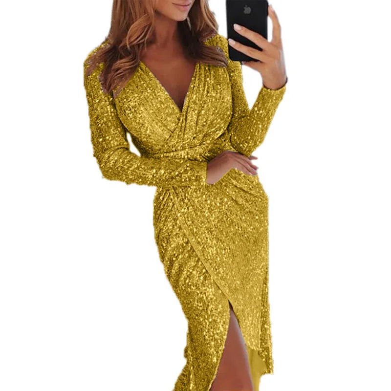 Vestito glitterato leggero e aderente in gelée