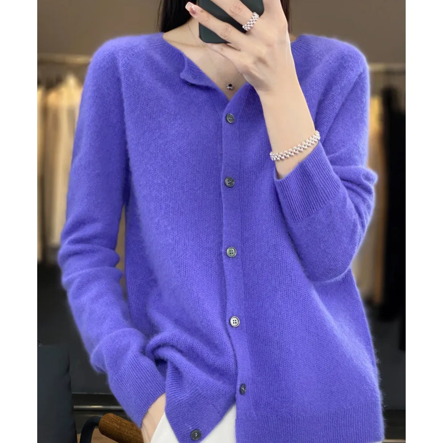 Luxe Merino Wol Dames O-Hals Cardigan van Stijlvolle Comfort