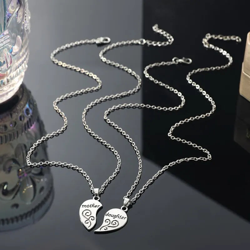 EternalBond Antique Silver Necklace for Mother and Daughter