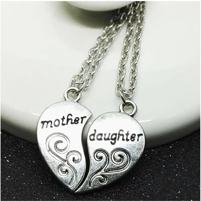 EternalBond Antique Silver Necklace for Mother and Daughter