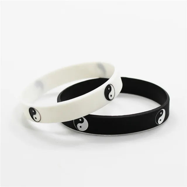 GlowGlorie Coole Tai Chi Siliconen Polsband in Zwart en Wit