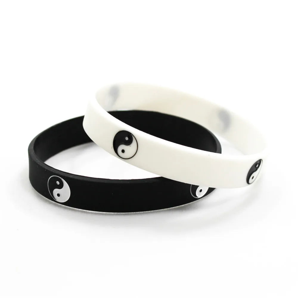 GlowGlorie Coole Tai Chi Siliconen Polsband in Zwart en Wit