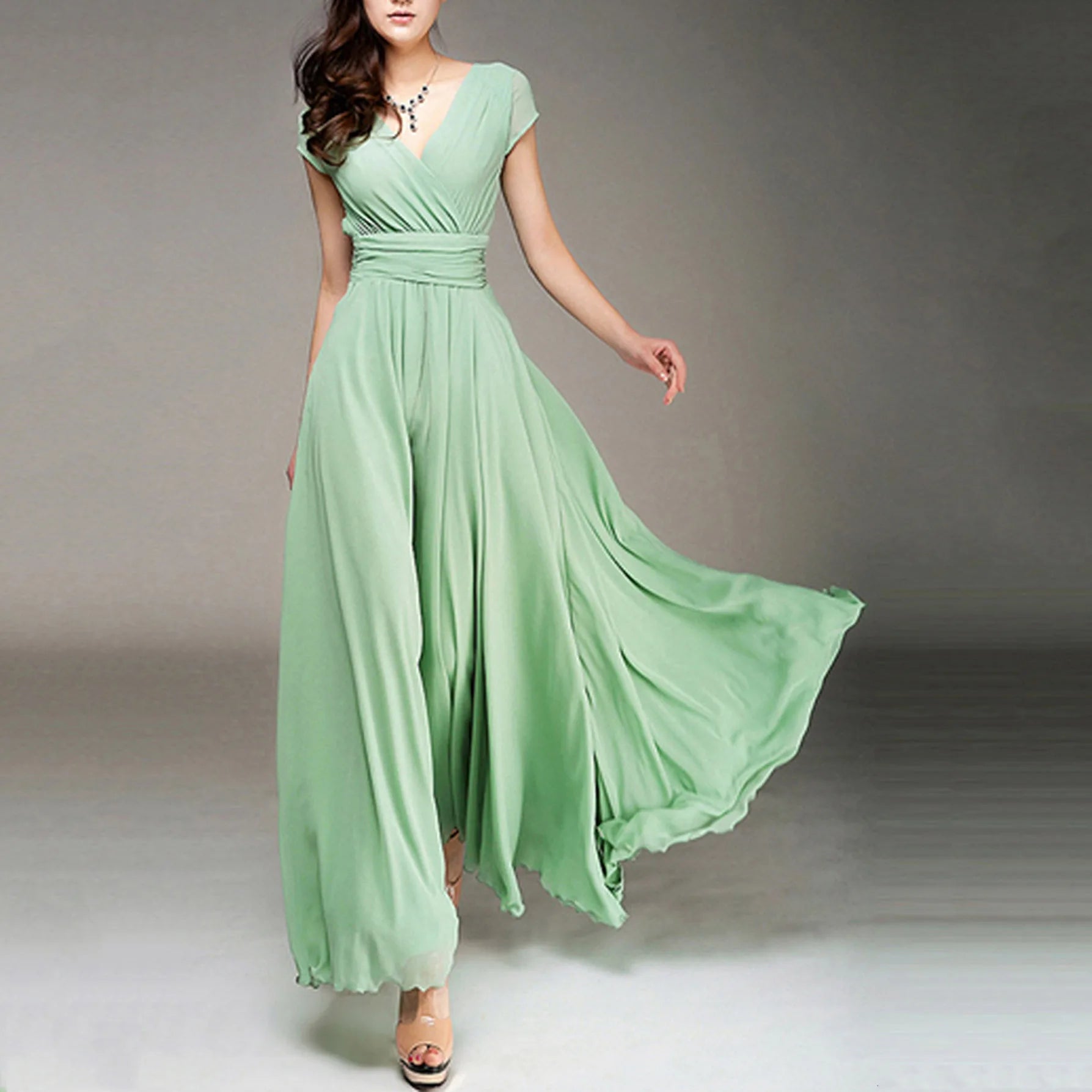 Zomer Chic Profondo Scollo a V Abito Lungo Maxi
