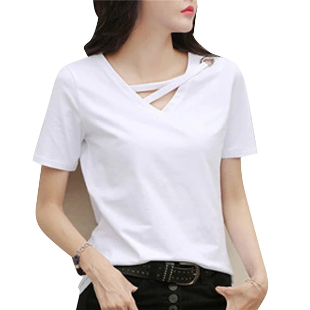 Zomer V-Hals T-Shirt voor Dames