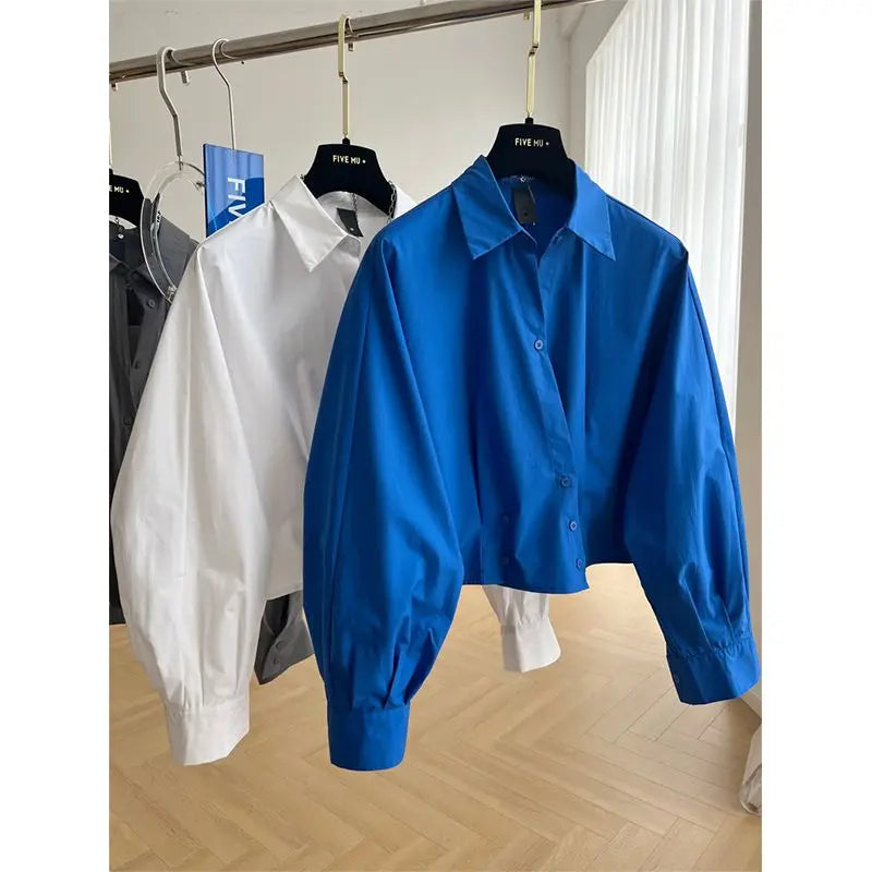 Design Sense Blu Maniche Lunghe Maglietta Corta Donna Primavera/Estate