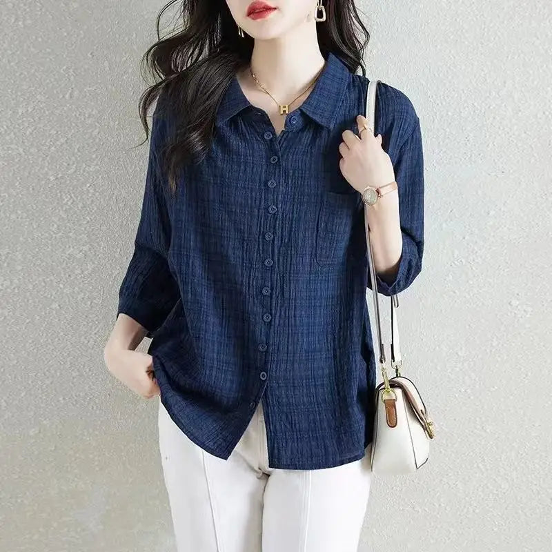 ZomerChic Effen Katoenen Dames Shirt