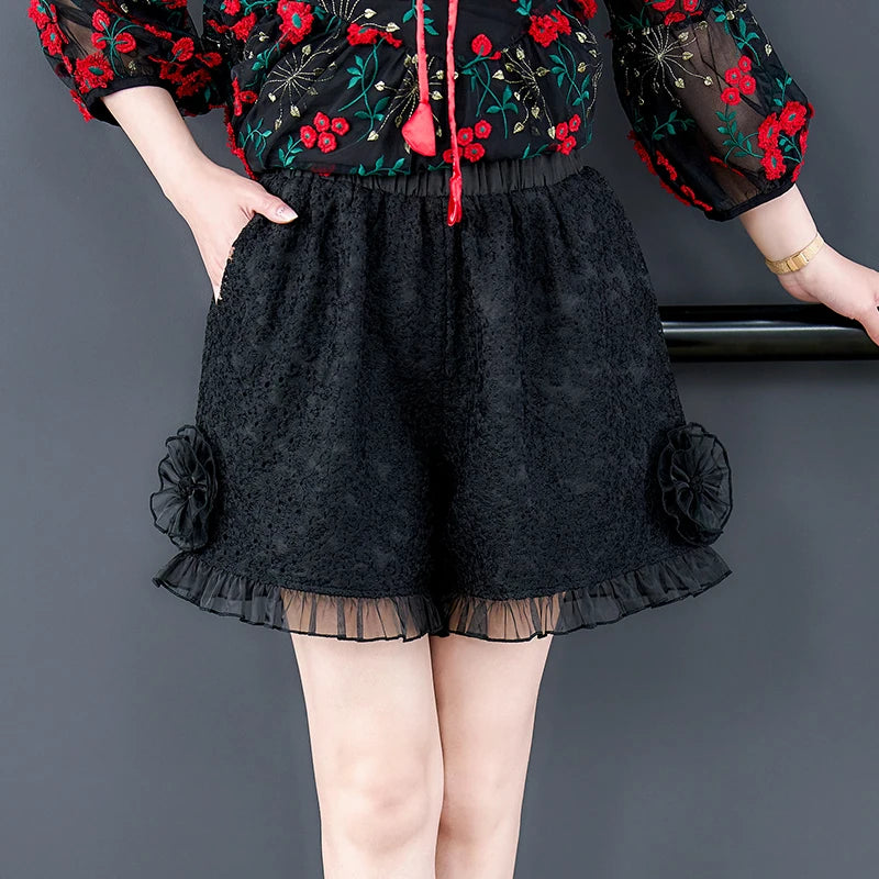 Voorjaar en Zomer Bloemen Mesh Top voor Vrouwen