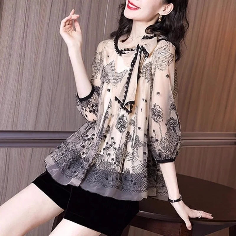 Belle Époque Lente Autunno Francese Pizzo Canottiera Casual Donna