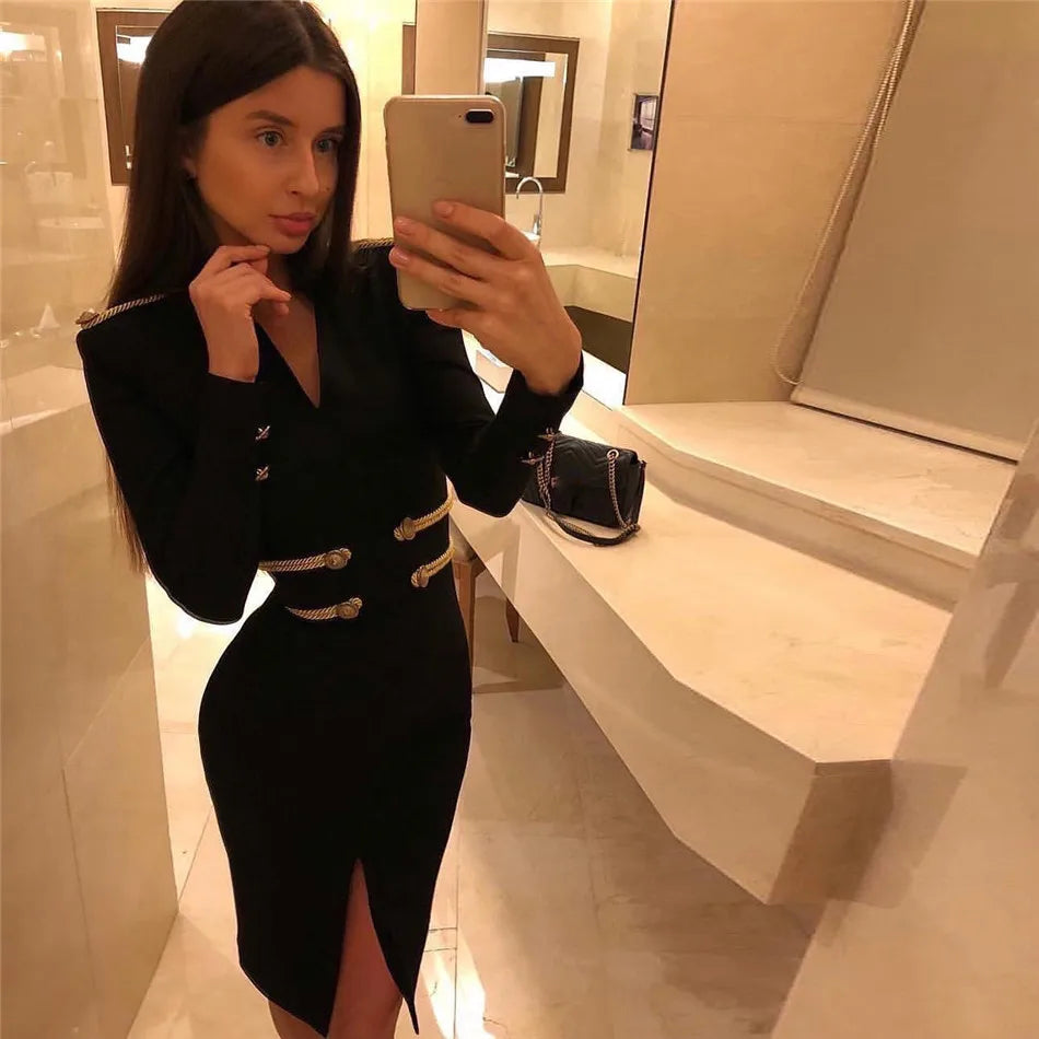 GlamourGloed Sexy Sommer Bandage Kleid mit Vollem Ärmel