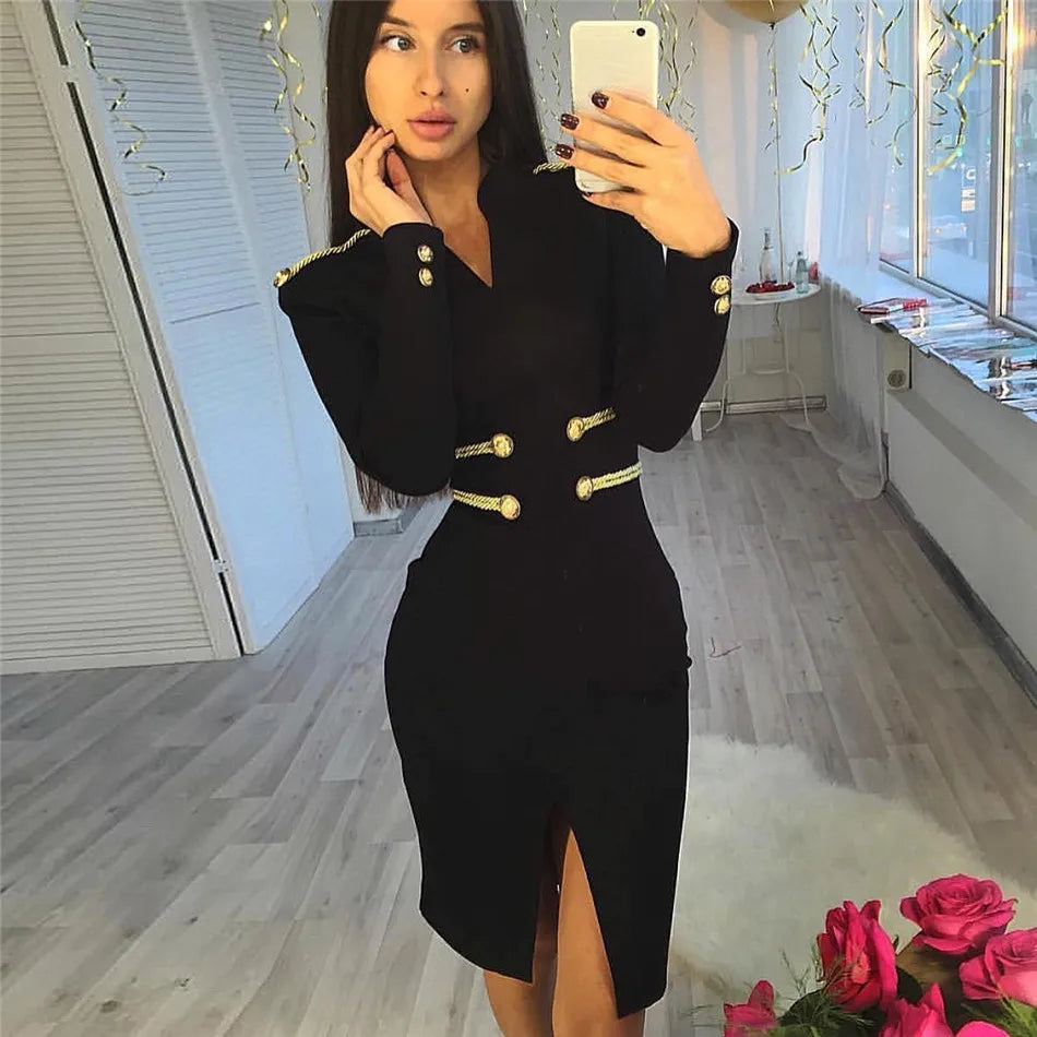 GlamourGlow Sexy Summer Bandage Dress with Full Sleeves