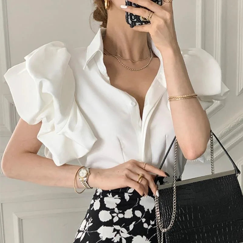 Camicia da ufficio vintage con rever Enchantress Couture