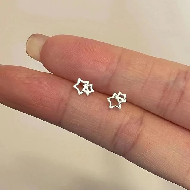 Zilveren Geplatteerde Holle Ster Oorringen van Stargaze voor Dames