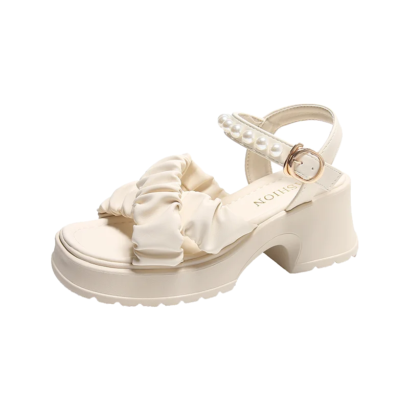 Elegante Parel Platform Sandalen voor Vrouwen