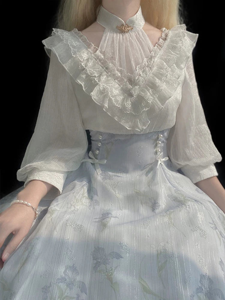 Zomerse Elegantie Midi Jurk Belle Époque Couture