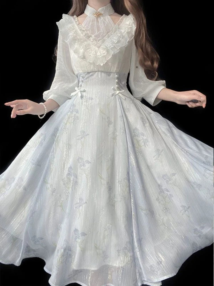 Zomerse Elegantie Midi Jurk Belle Époque Couture